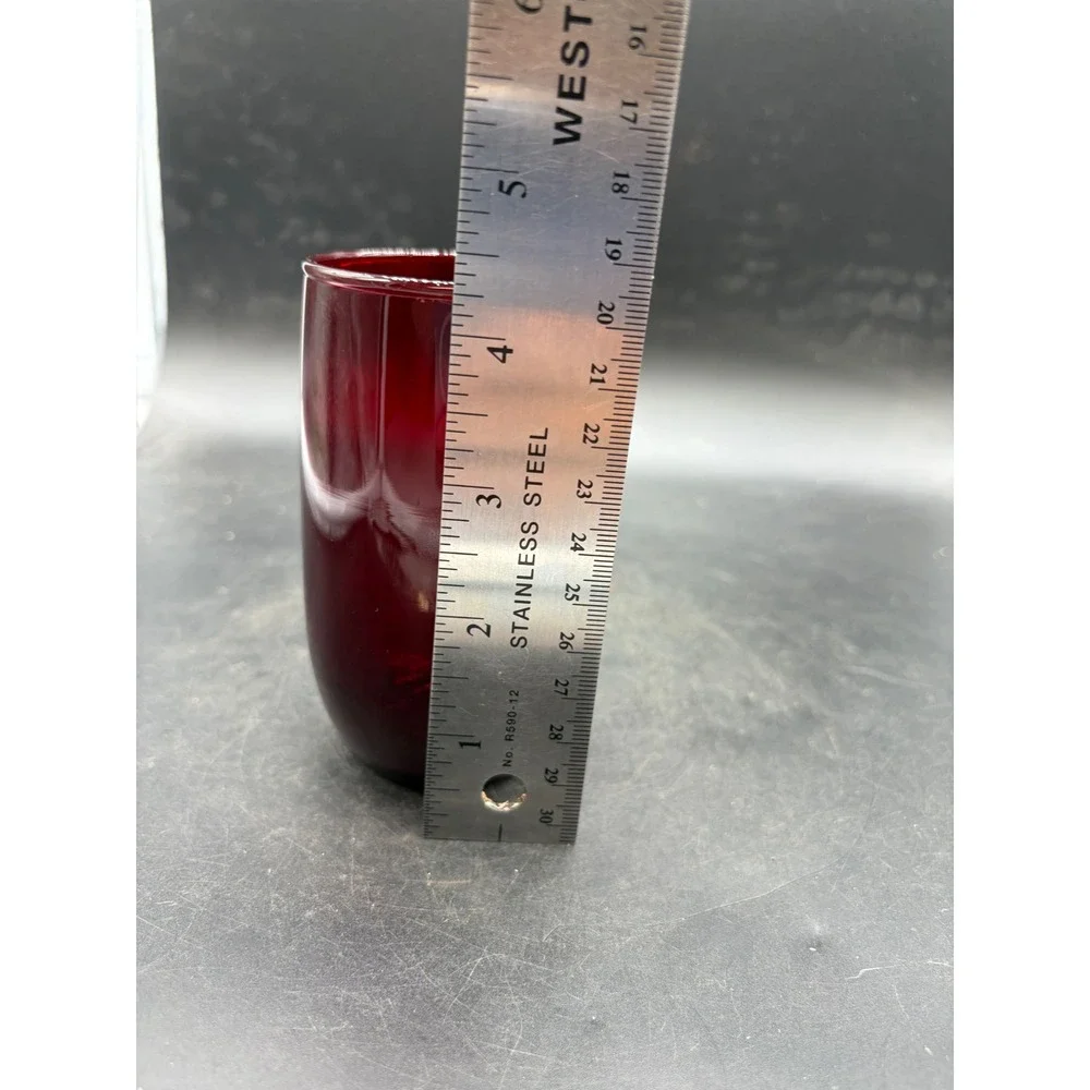 Vintage Ruby Red Glass Tumbler 4.25 Inch Cranberry Juice Water Glass